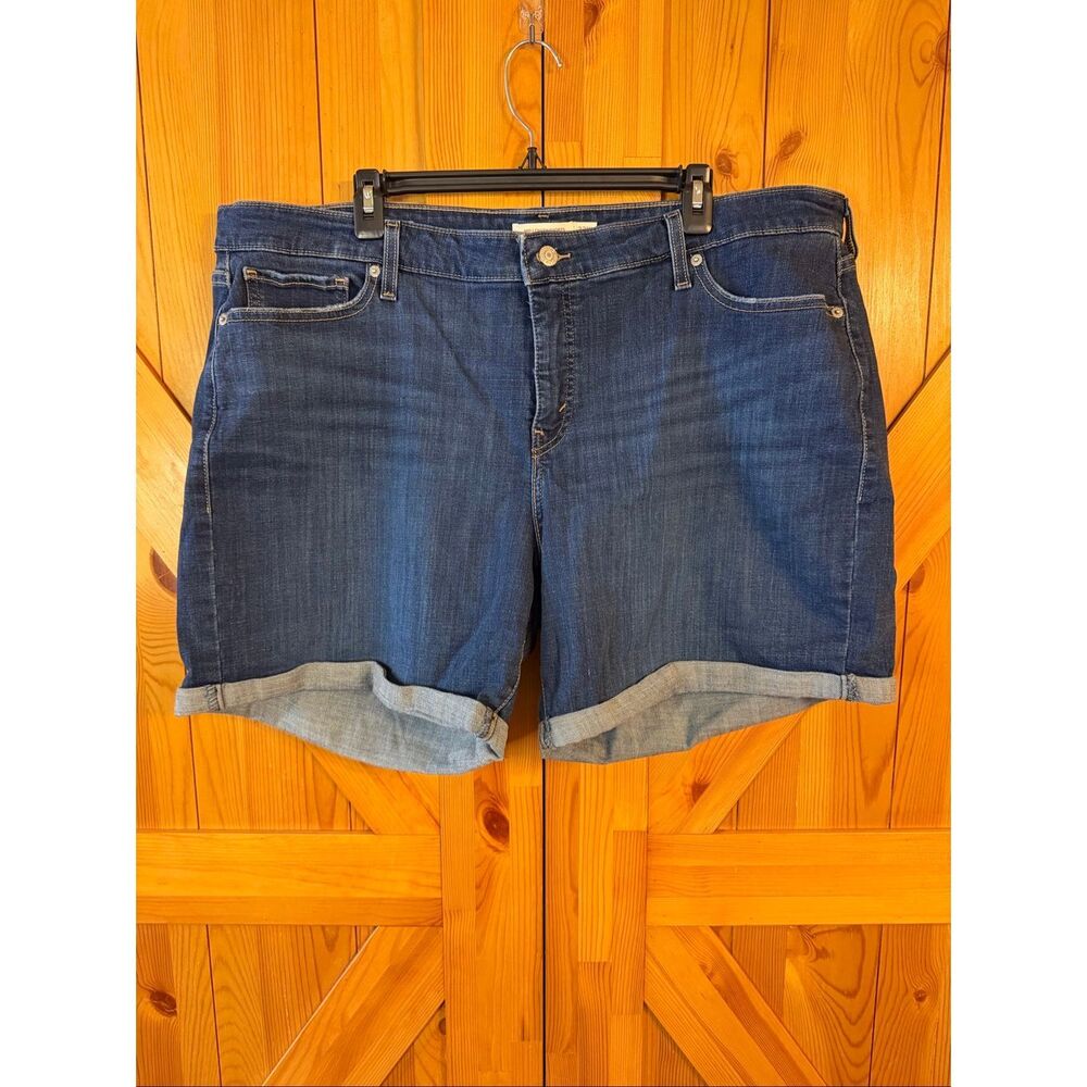 Levi Strauss & Co. Mid Rise Dark Wash Distressed Cuffed Jean Shorts Size 22W (73
